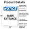 Signmission Main Entrance OSHA Notice Sign, Aluminum, 10in W x 14in L, 2PK OS-2PACK-NS-A-1014-V-14083 - alternate 5
